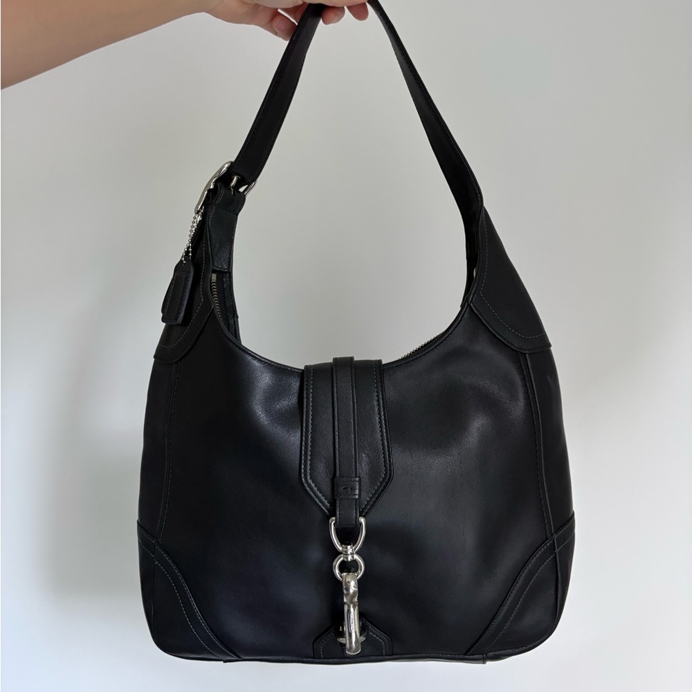 Coach Black Leather Hobo with Silver Hardware